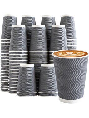 120 Pack Insulated Ripple Wall Disposable Paper Cups for Hot & Cold Drinks